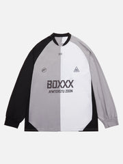 T-shirt à manches longues fonctionnel à séchage rapide et à couleurs contrastées en patchwork 