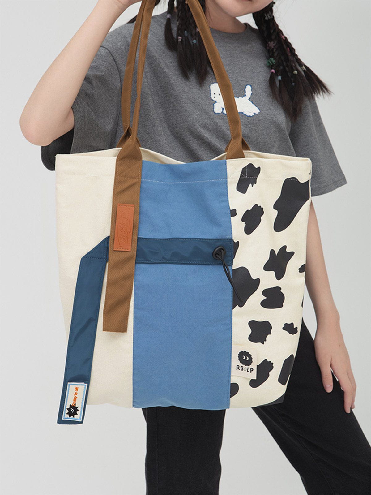 Patchwork Cow Pattern Tote Bag