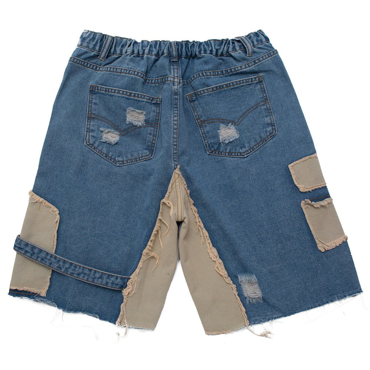 Patchwork Irregular Ripped Hole Denim Short -1249