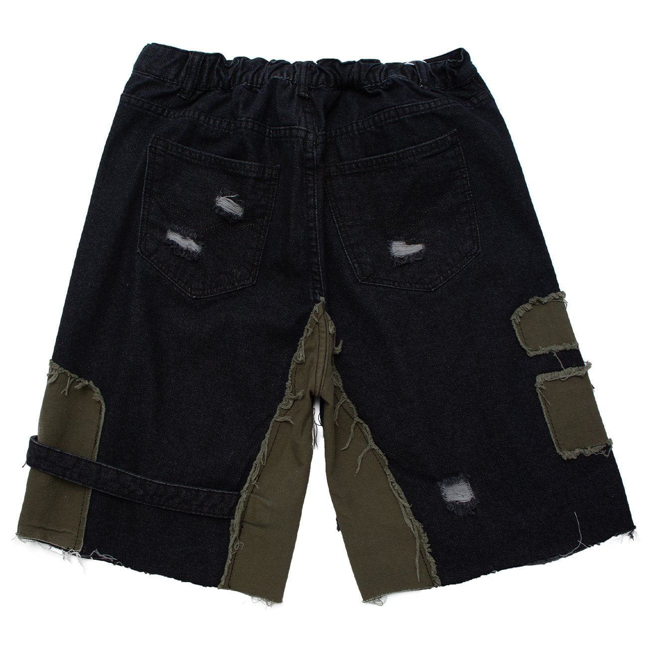 Patchwork Irregular Ripped Hole Denim Short -1249
