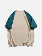 T-shirt à manches patchwork et imprimé mouton 