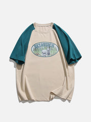 T-shirt à manches patchwork et imprimé mouton 