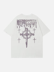 Peeling Paint Letter Cross Tee