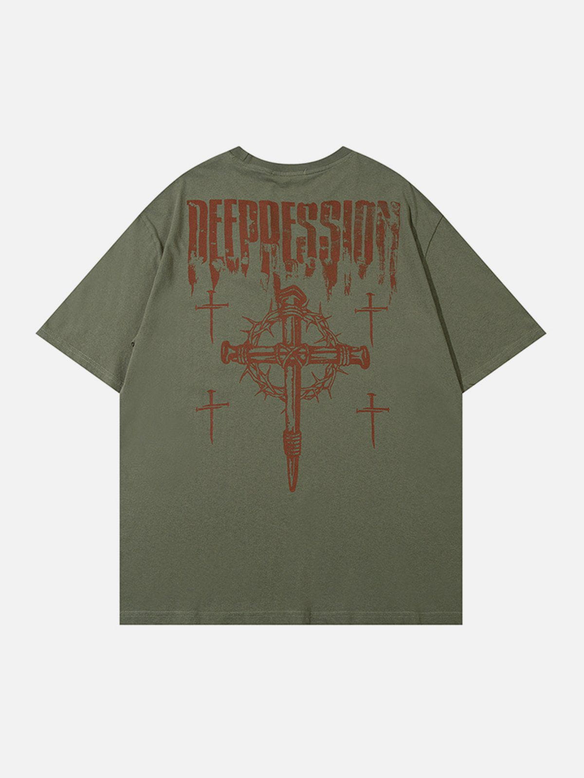 Peeling Paint Letter Cross Tee