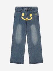 Personality Smiley Face Printed Jeans - 1978