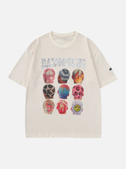 T-shirt à manches courtes imprimé graffiti personnalisé - 1474 