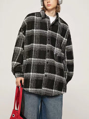 Plaid Cotton Wool Reversible Shirt Jacket