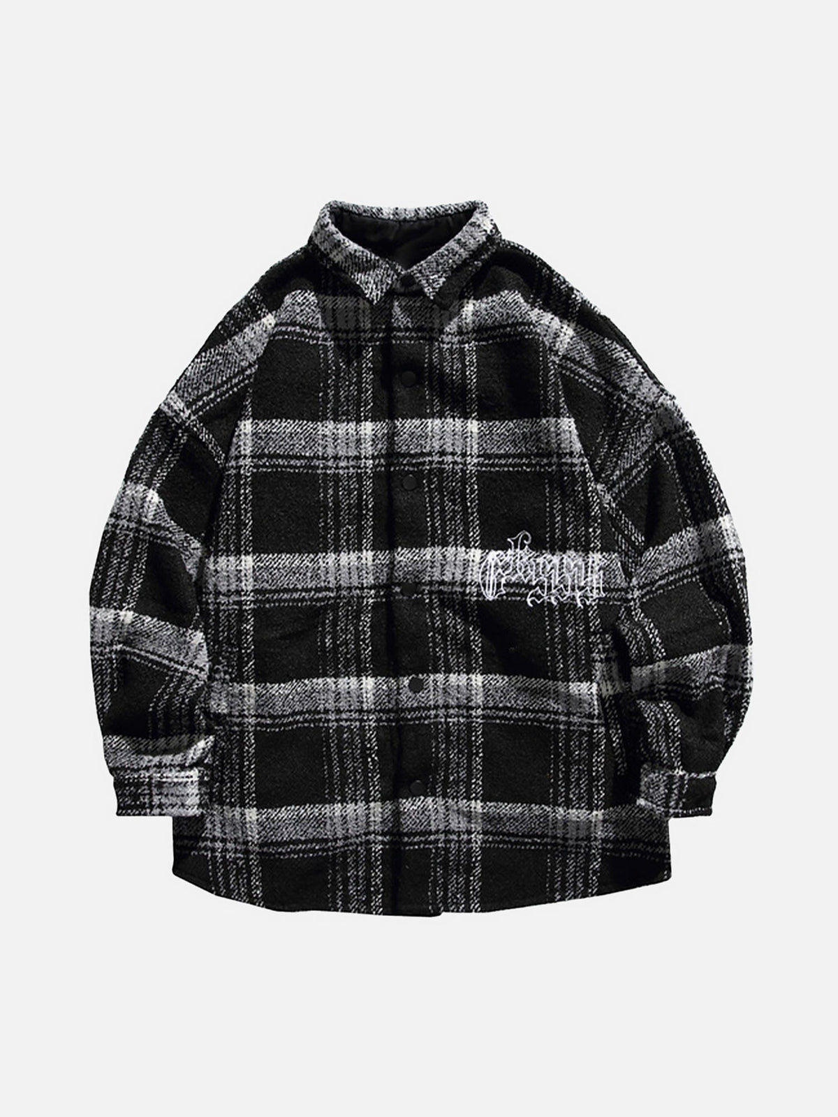 Plaid Cotton Wool Reversible Shirt Jacket