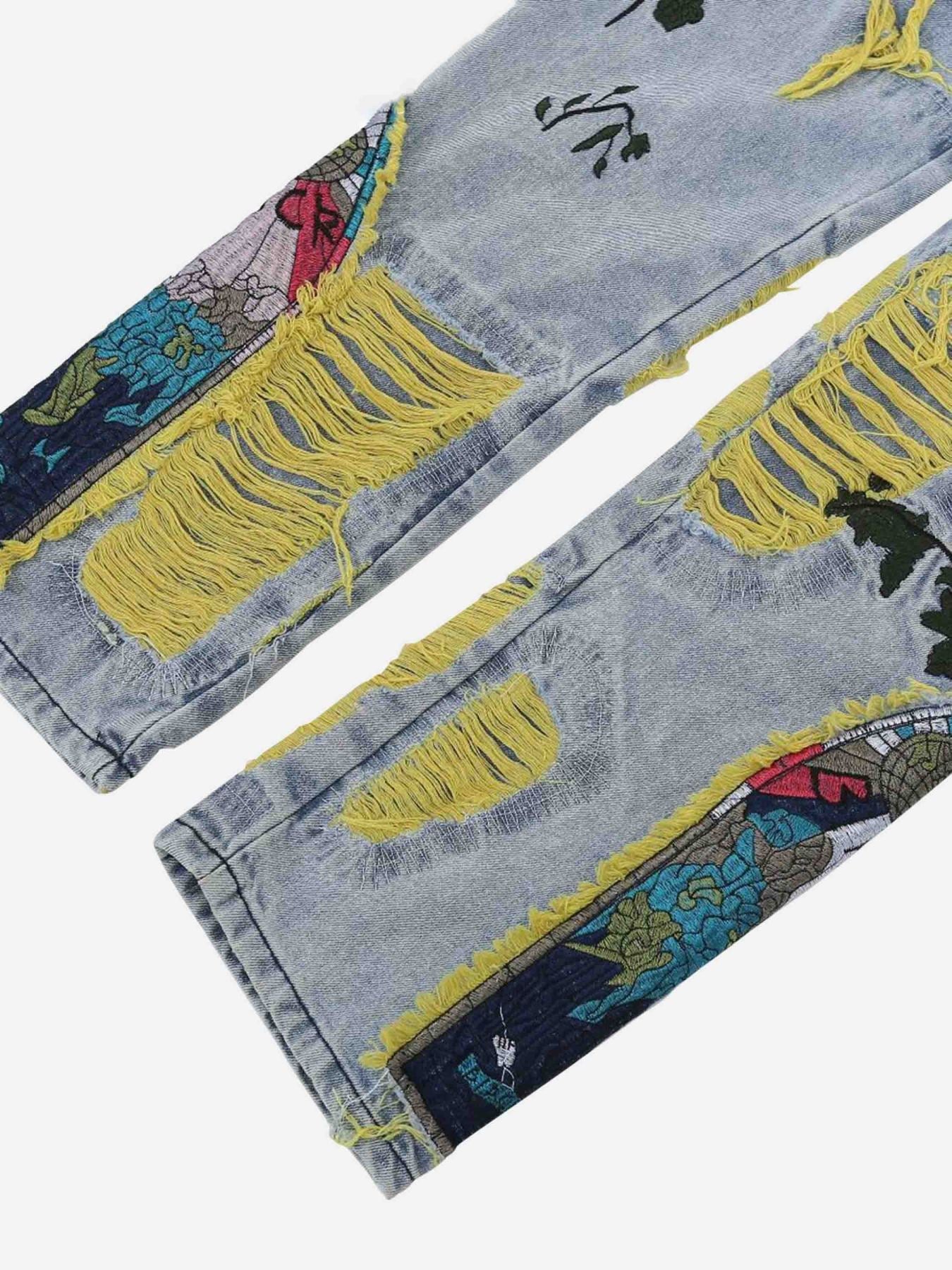 Plum Embroidery Jeans - 1618