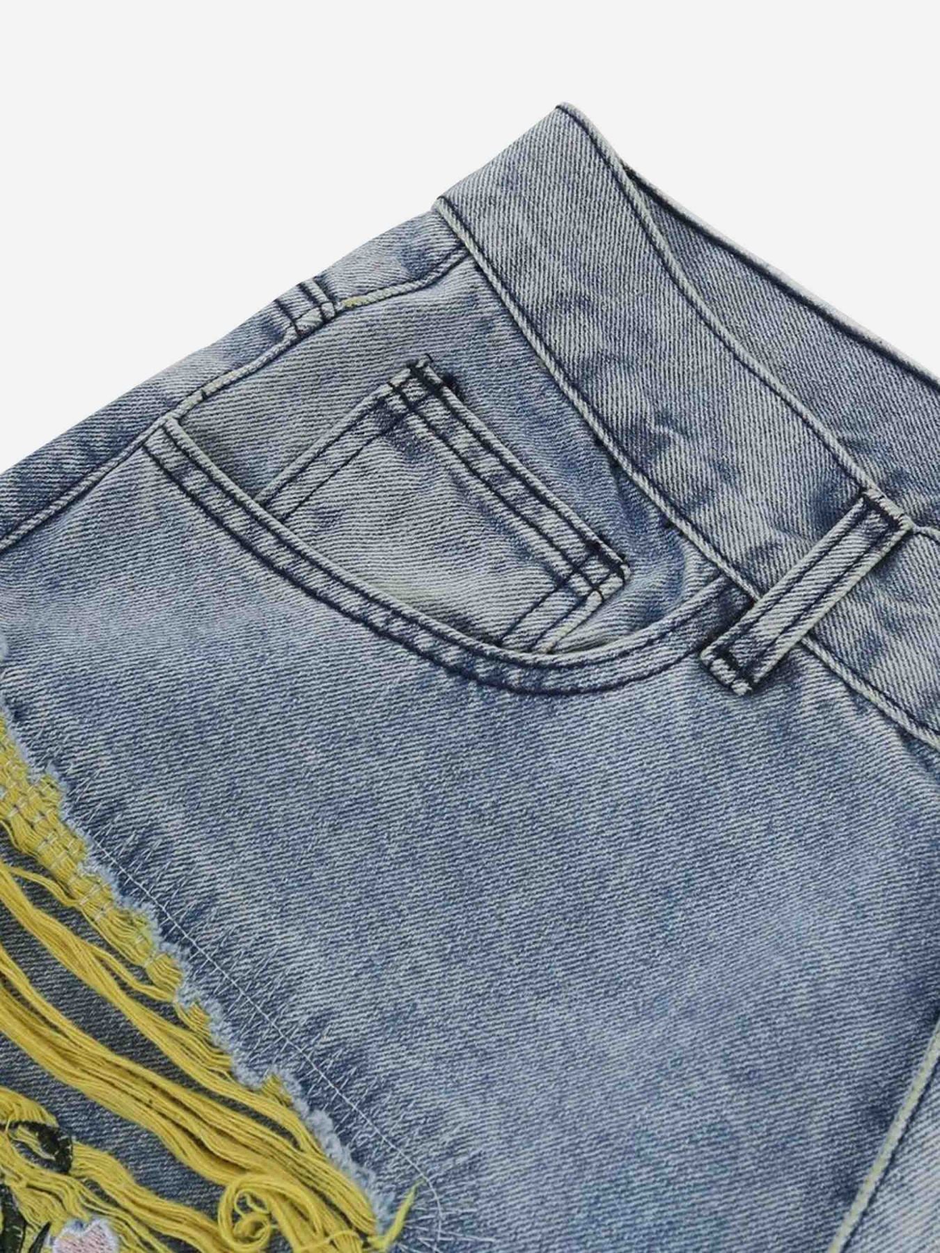 Plum Embroidery Jeans - 1618