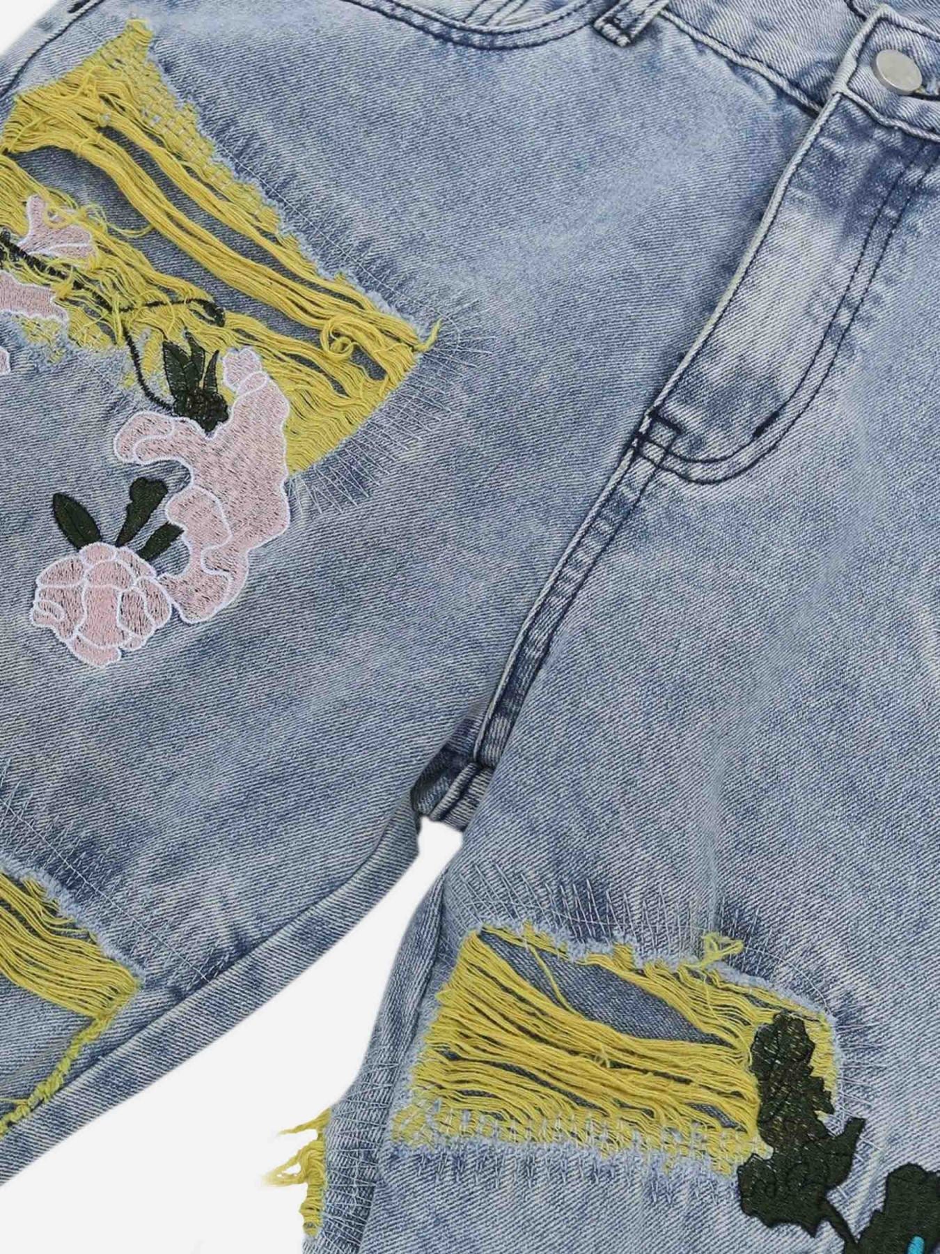 Plum Embroidery Jeans - 1618