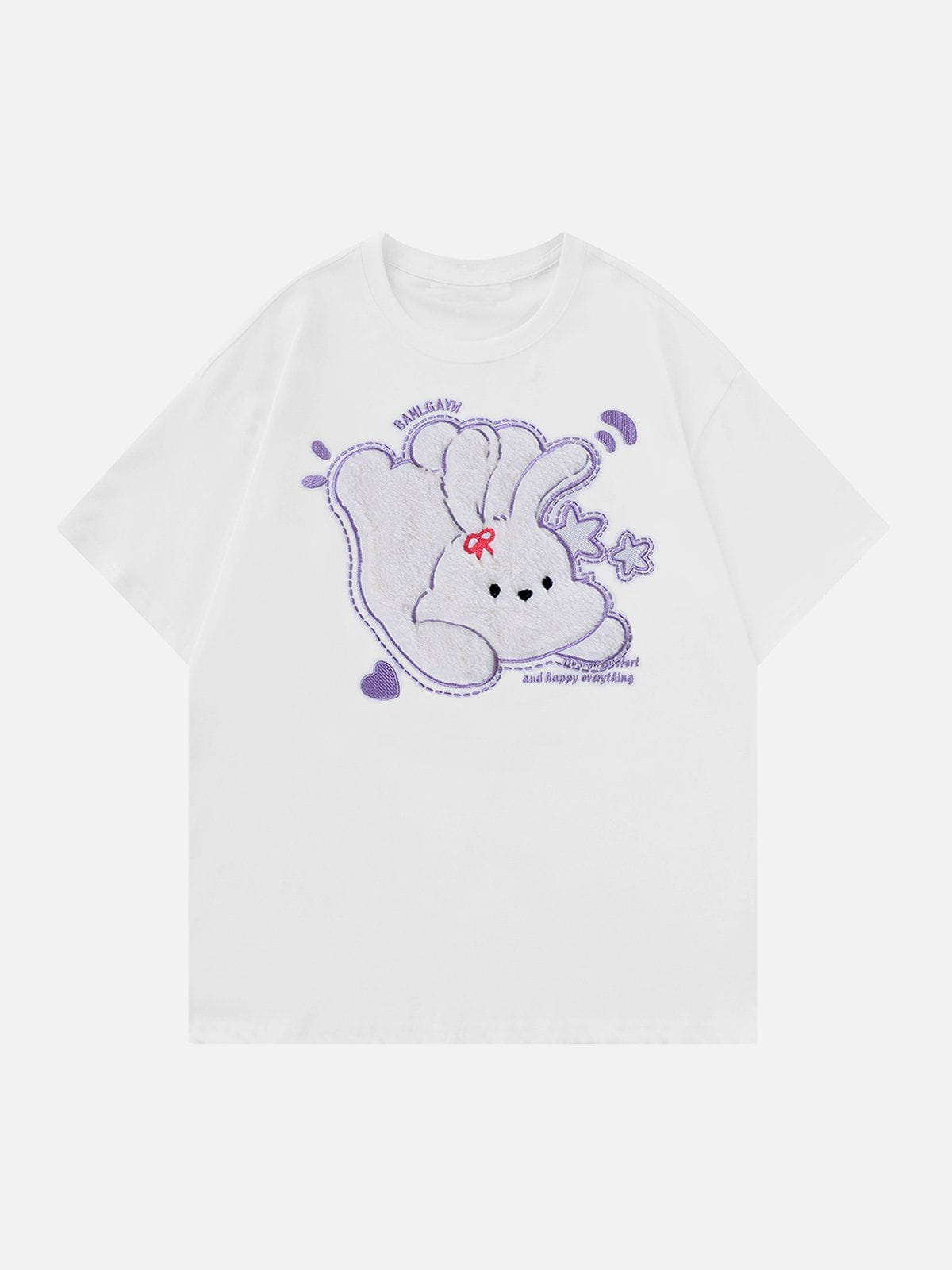Plush Rabbit Embroidery Tee