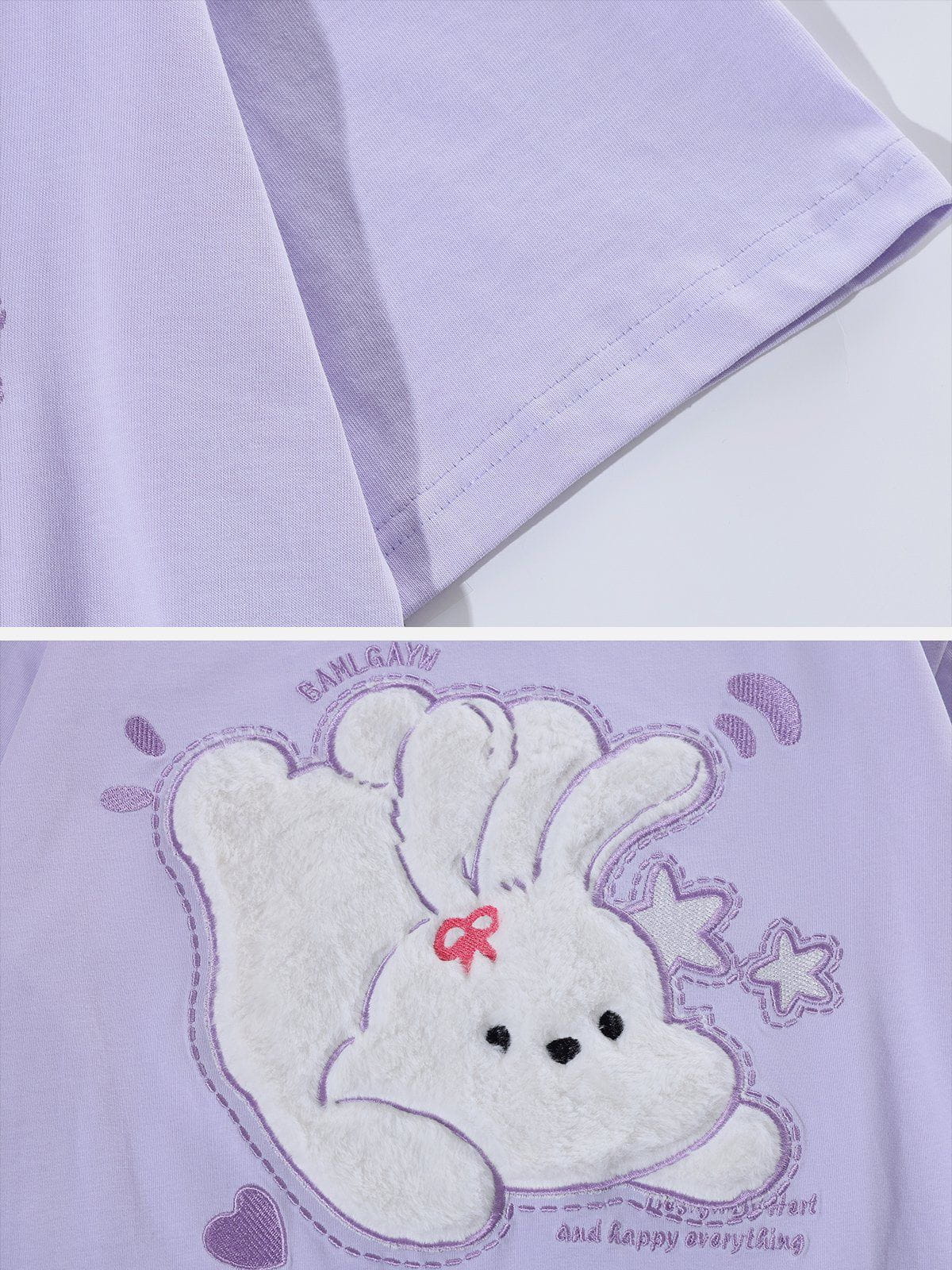Plush Rabbit Embroidery Tee