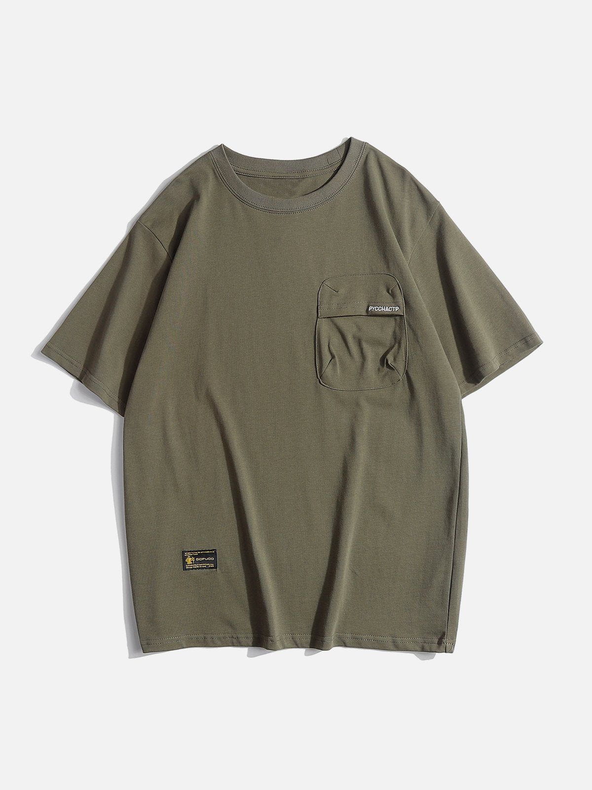 Pocket Solid Color Tee