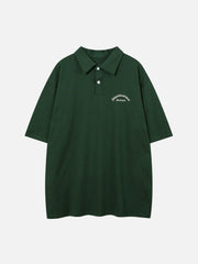 Polo Collar Flocking Print Tee