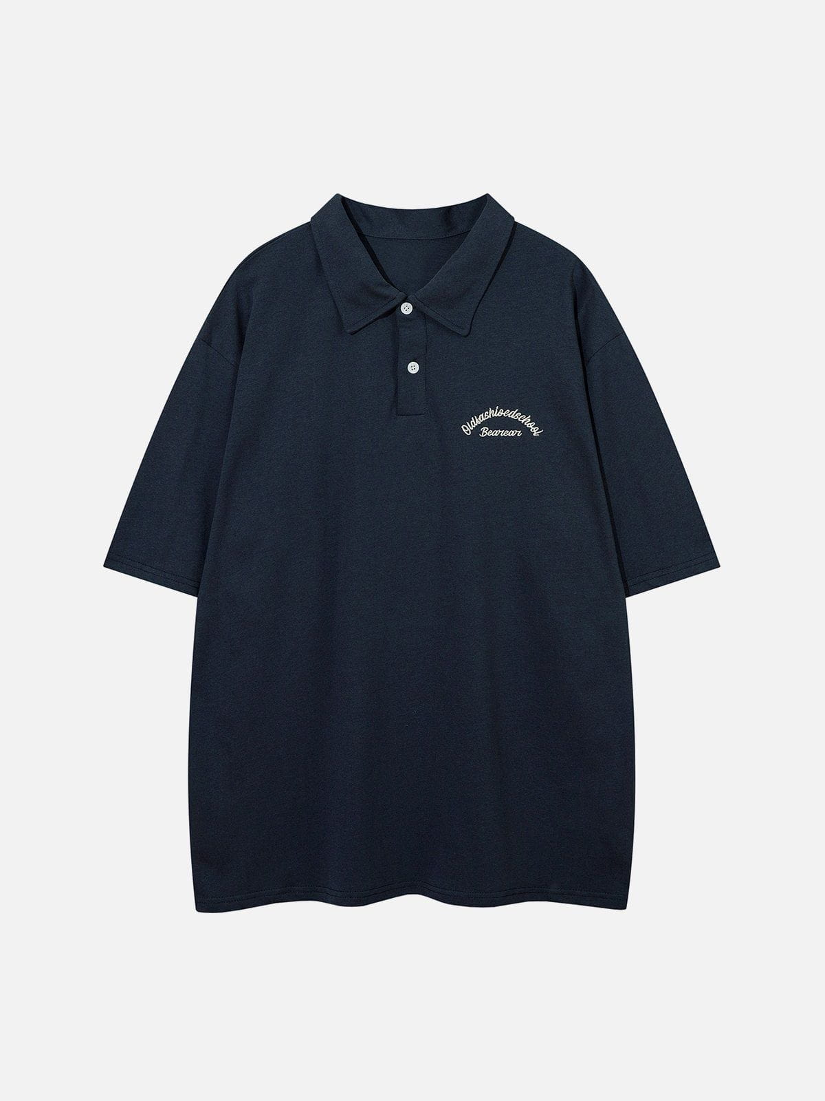 Polo Collar Flocking Print Tee