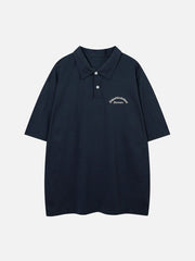 Polo Collar Flocking Print Tee
