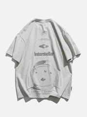 T-shirt graphique imprimé astronaute en pur coton 
