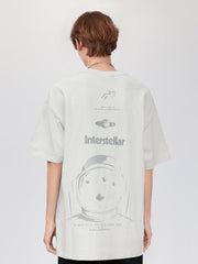 T-shirt graphique imprimé astronaute en pur coton 