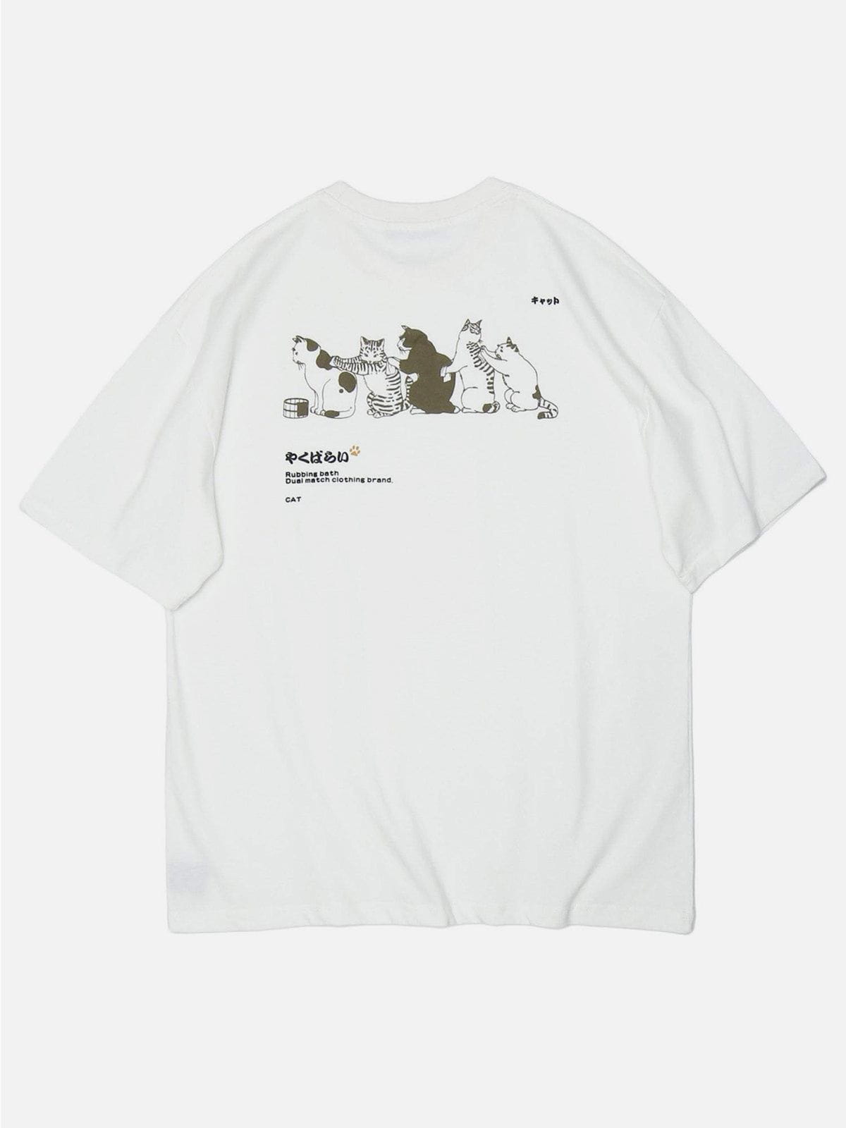 "Queue" Cat Graphic Oversized Tee