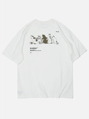 "Queue" Cat Graphic Oversized Tee