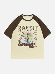 T-shirt patchwork à motif étoile et lapin 