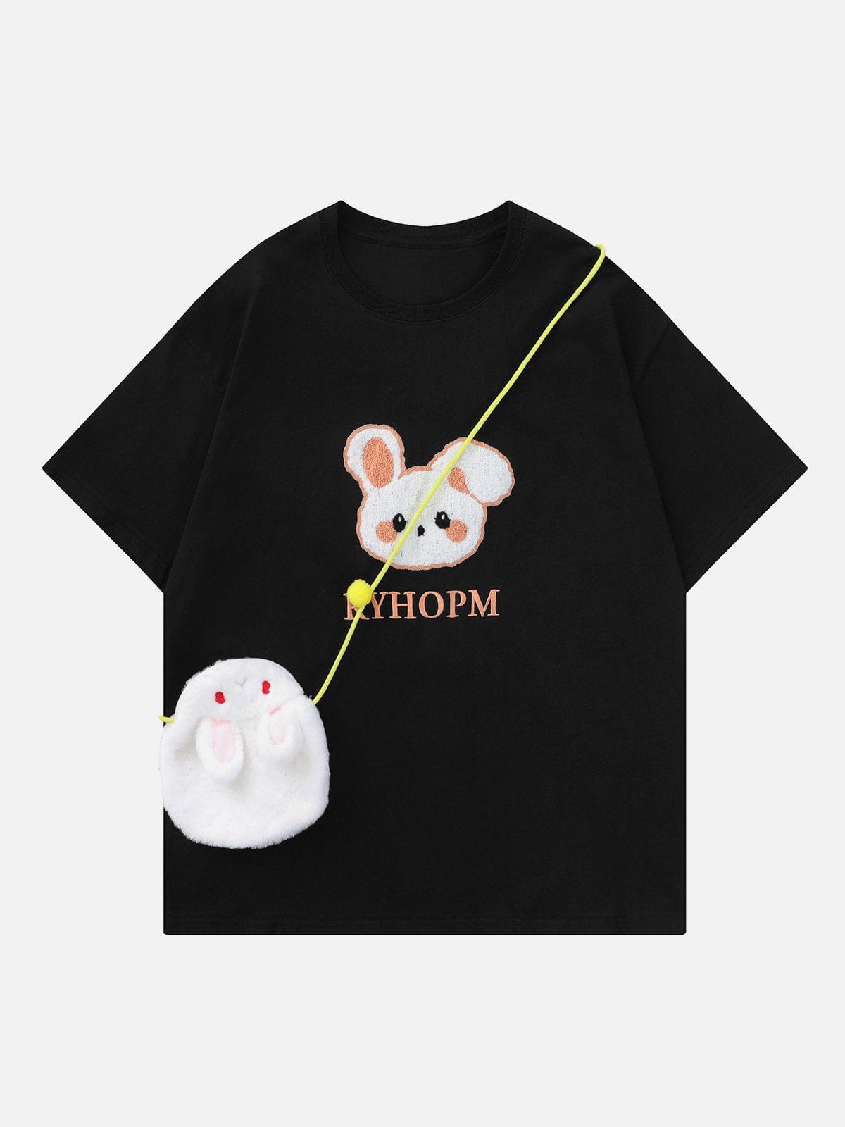 T-Shirt mit Kaninchen-Stickerei und Tasche 