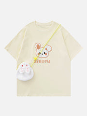 T-Shirt mit Kaninchen-Stickerei und Tasche 
