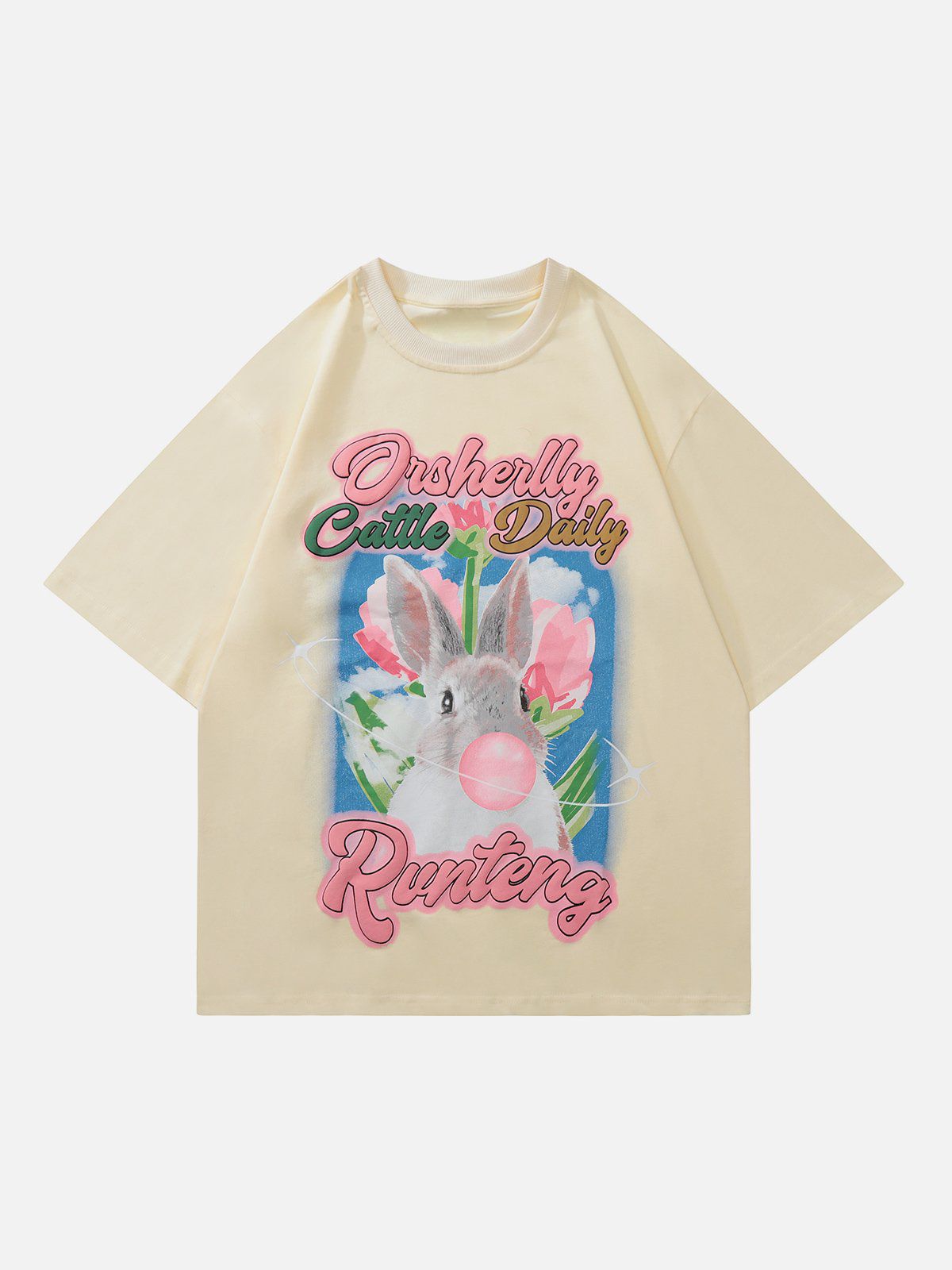 T-shirt imprimé lettre lapin 