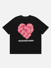 Kaninchen Handtuch Stickerei Herz Elemente T-Shirt 