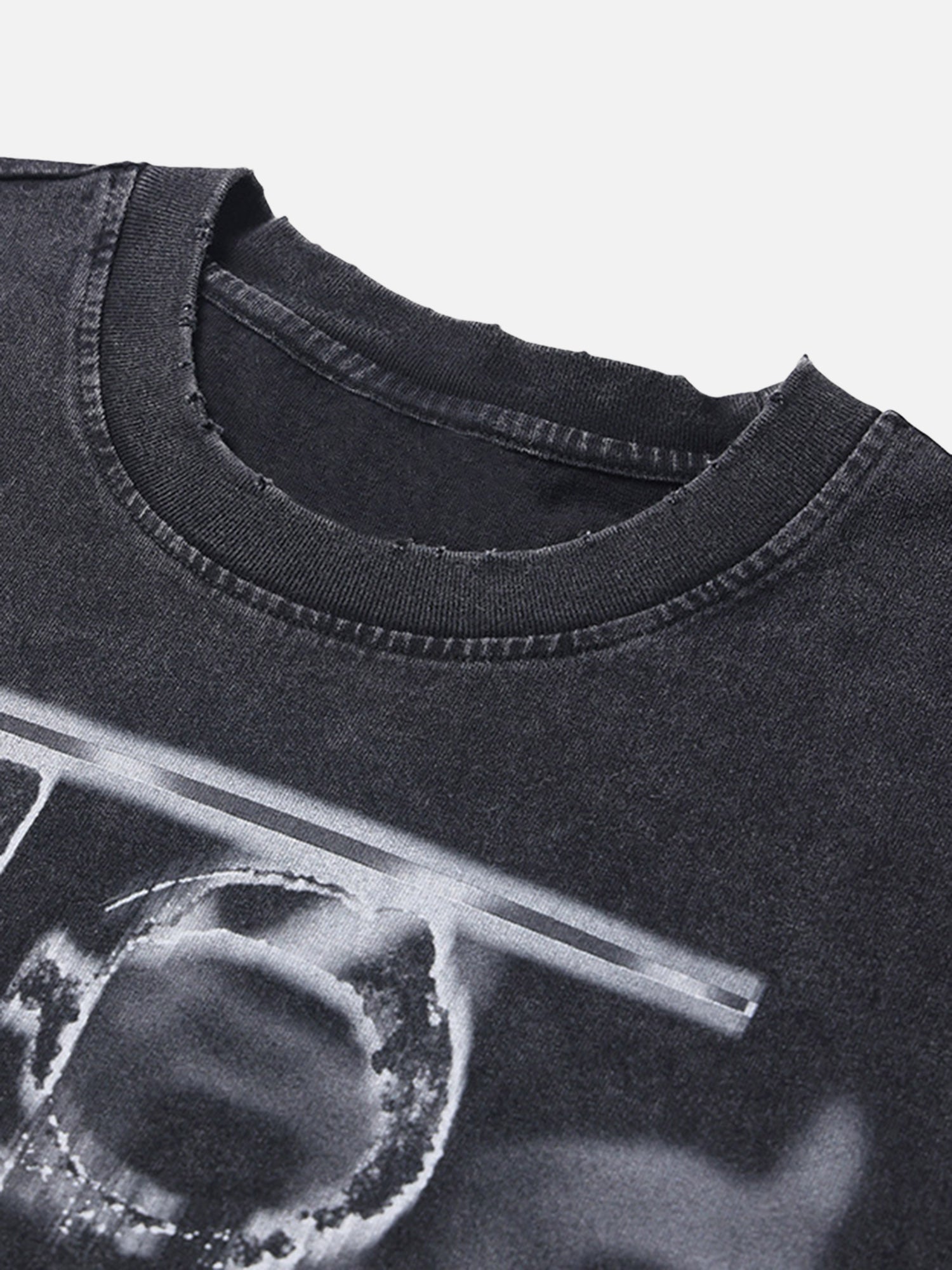 Retro Abstract Letters Washed And Distressed Long Sleeves