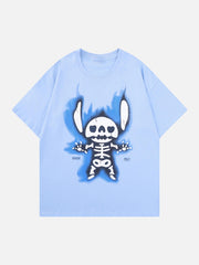 Lockeres T-Shirt mit Retro-Cartoon-Print 