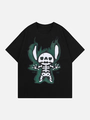 Lockeres T-Shirt mit Retro-Cartoon-Print 