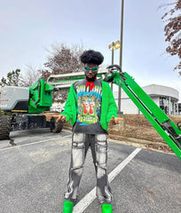 T-shirt rétro créatif avec lettres et doigts - 1647 