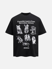 T-shirt imprimé style croquis rétro 