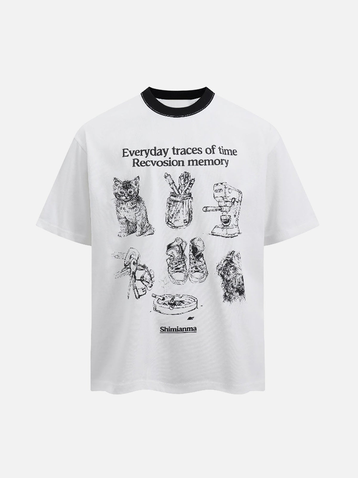 T-shirt imprimé style croquis rétro 