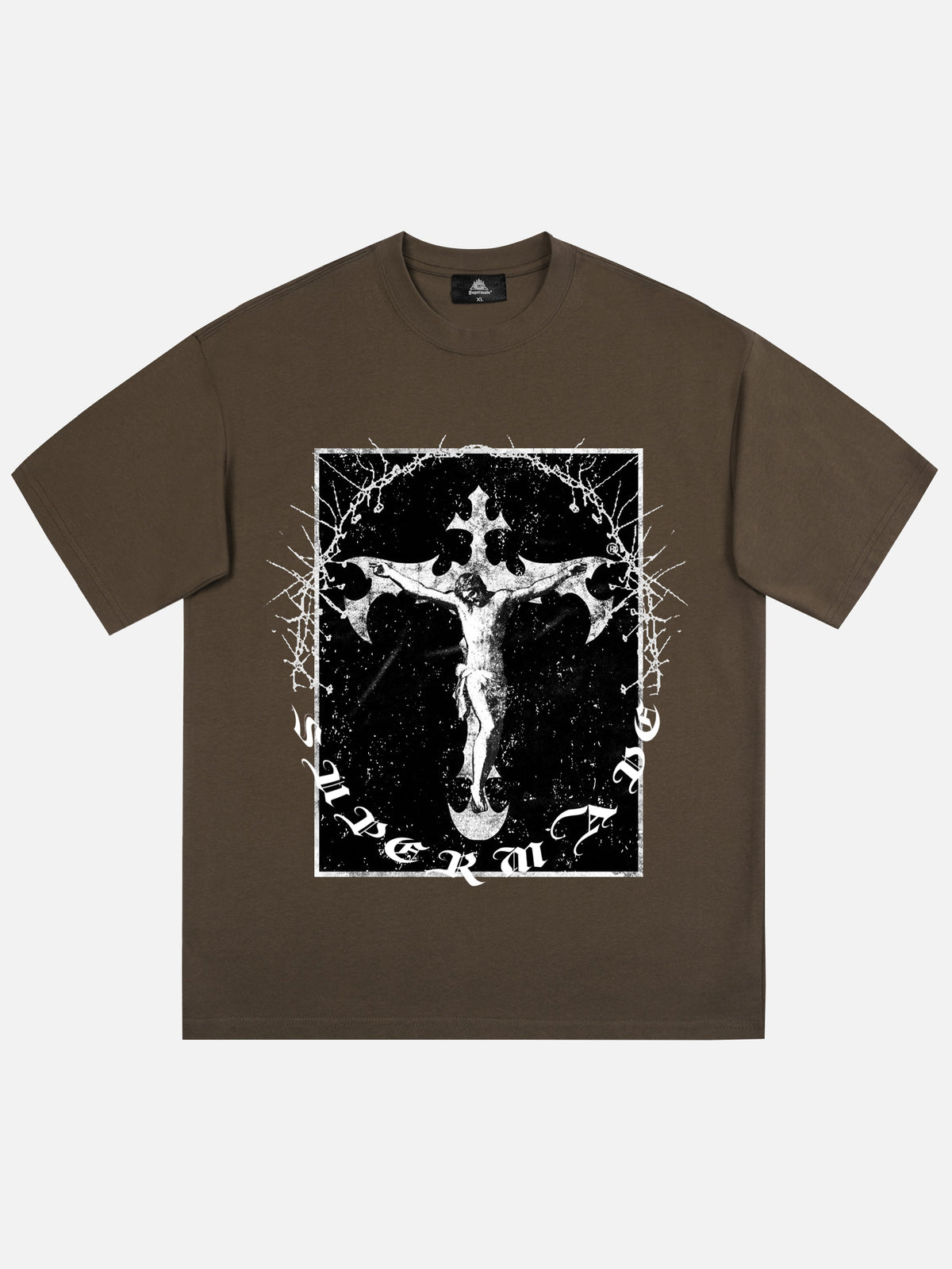 T-shirt rétro avec imprimé croix de Jésus 