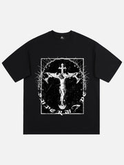 T-shirt rétro avec imprimé croix de Jésus 