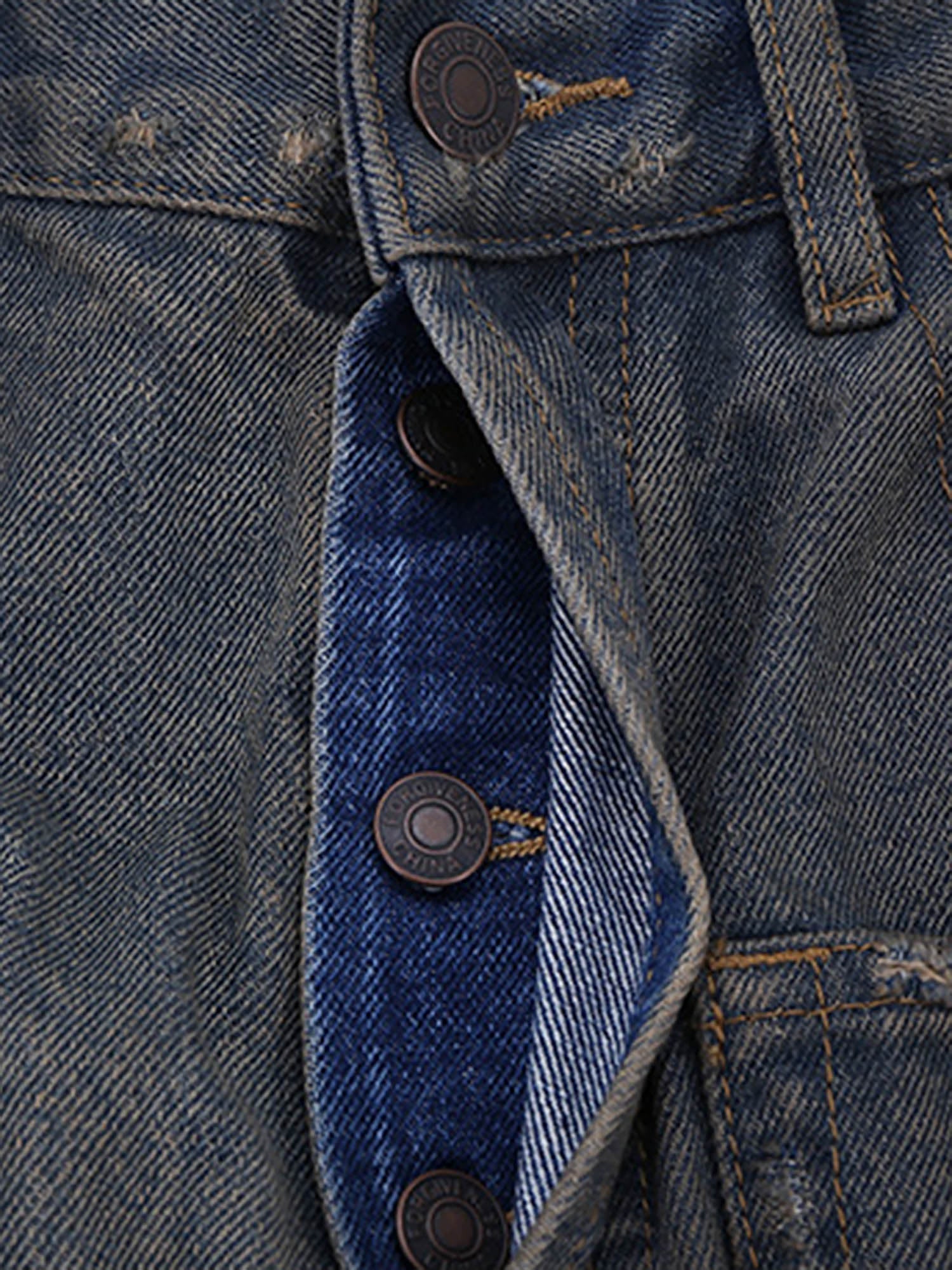 Reverse Pocket Mud Dyed Knife Cut Jeans