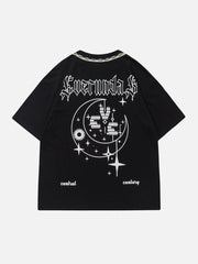 T-shirt imprimé étoile et lune avec ruban 