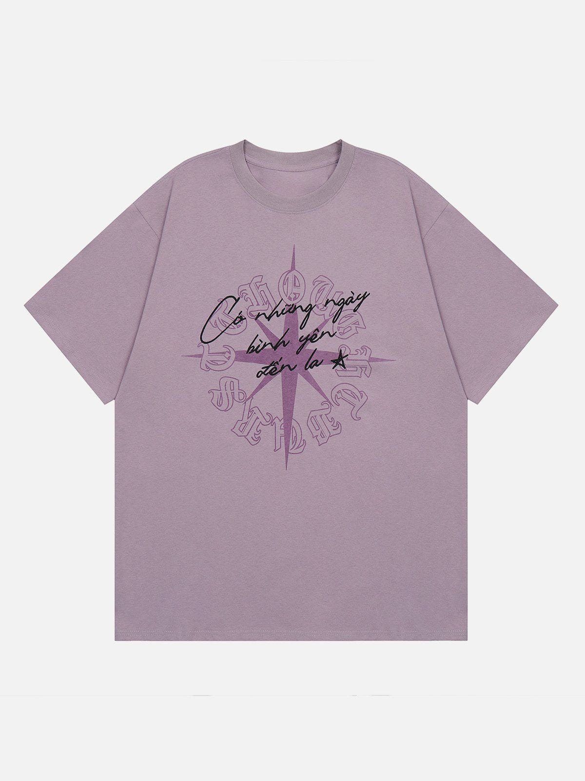 T-shirt imprimé lettre et anneau 