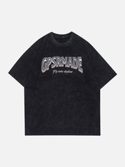 T-shirt imprimé lettre en forme d'anneau 