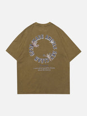 T-shirt imprimé lettre en forme d'anneau 