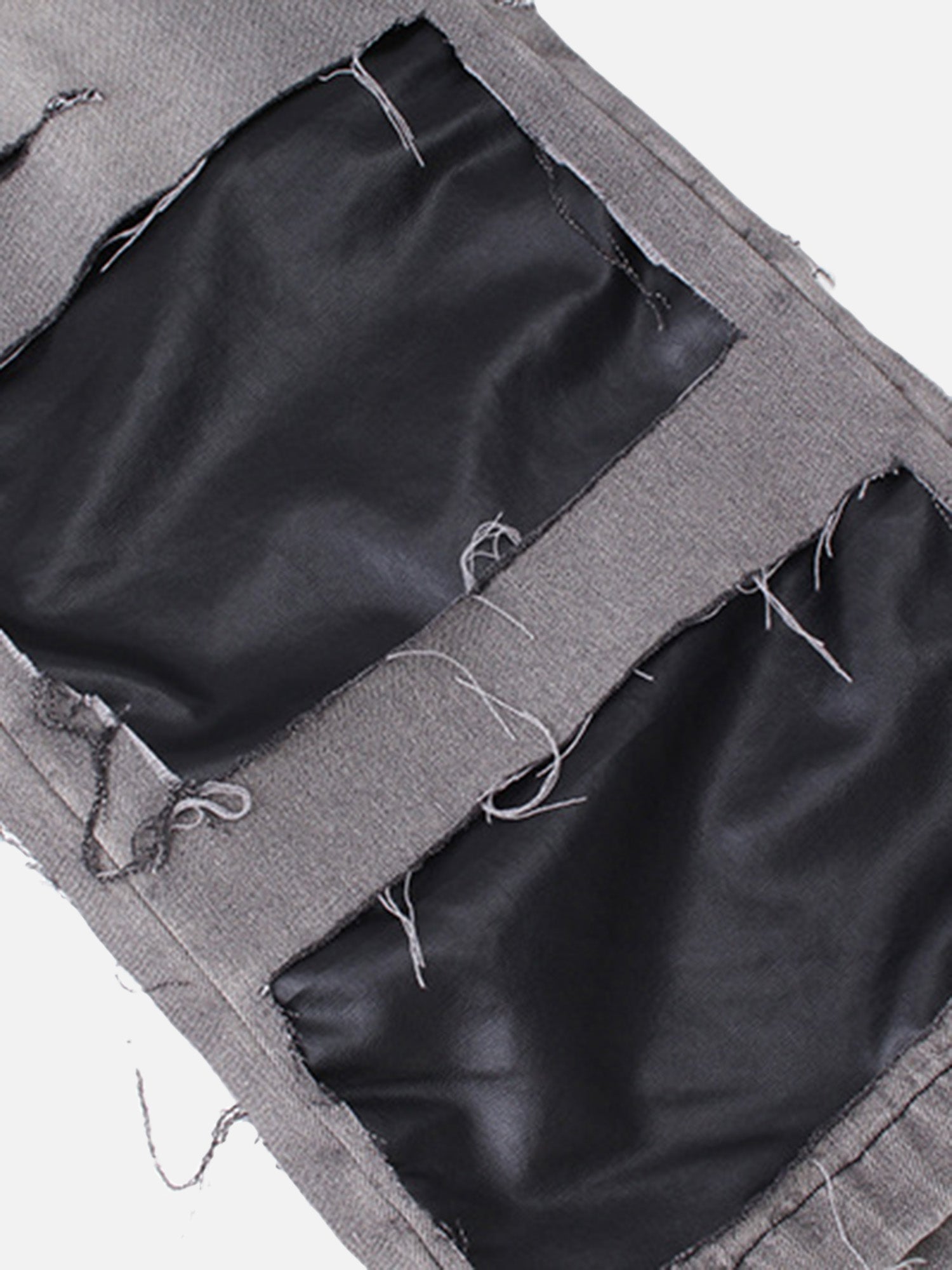 Ripped Patchwork Washed Straight-leg Jeans