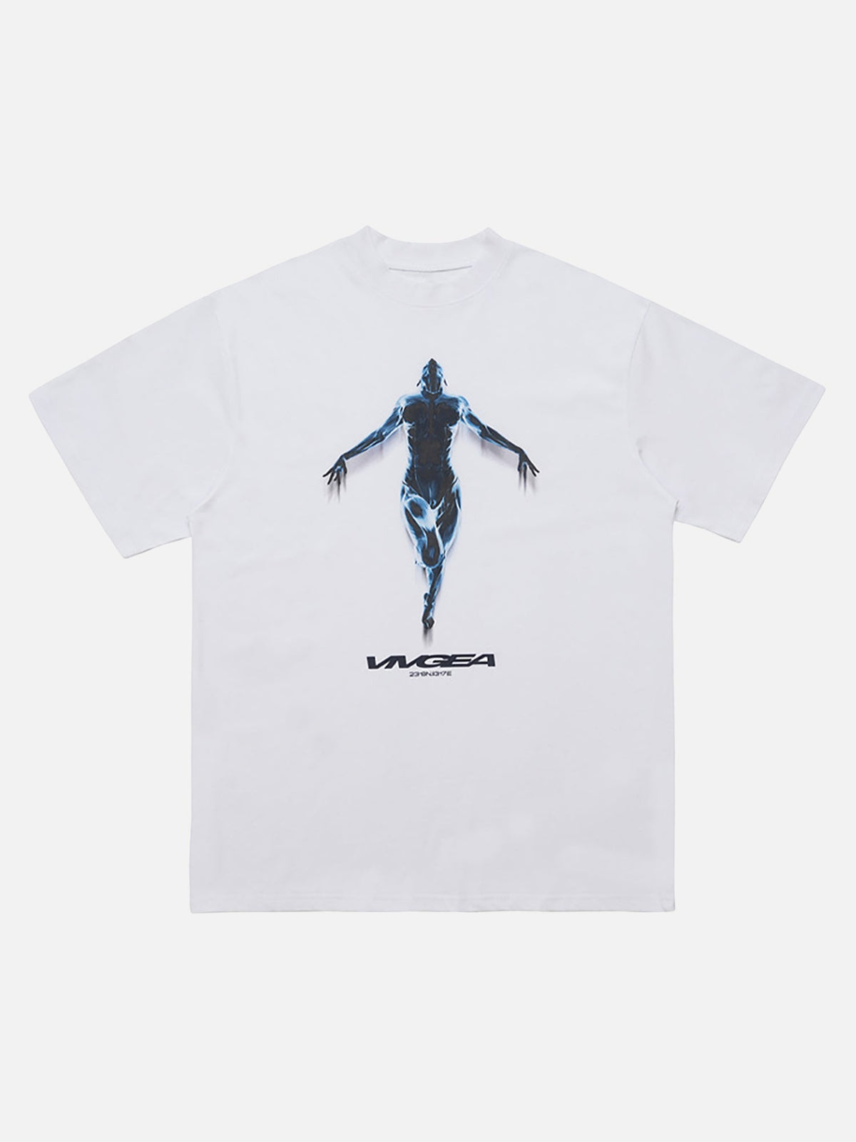 T-shirt ample oversize à silhouette métallique de science-fiction 