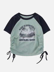 T-shirt patchwork à cordon latéral 