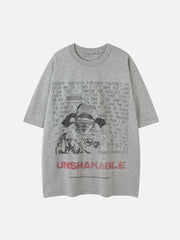 T-shirt simple à col rond et motif intéressant 