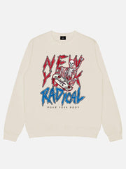 Skateboard Skull Pullover Crewneck Sweatshirt -1075