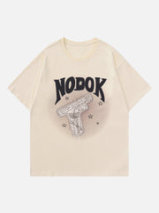 T-shirt imprimé squelette de pistolet 