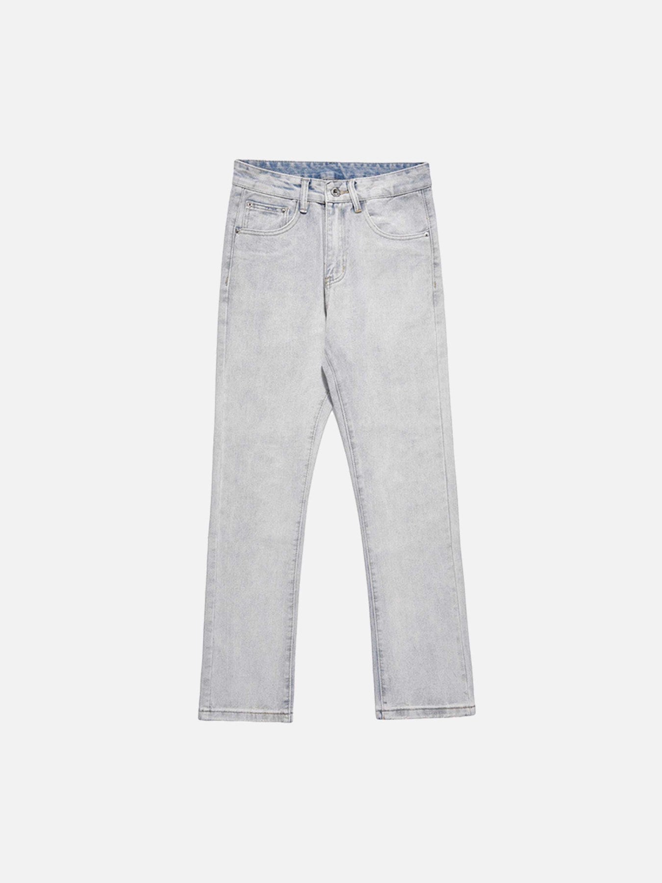 Skull Flame Monogram Embroidered Slim Fit Jeans